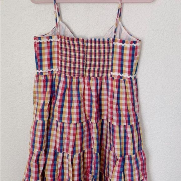 🆕✨ENGLISH FACTORY✨PRIMARY PLAID & RIBBON TRIM SLEEVELESS BABYDOLL MINI - Picture 6 of 8